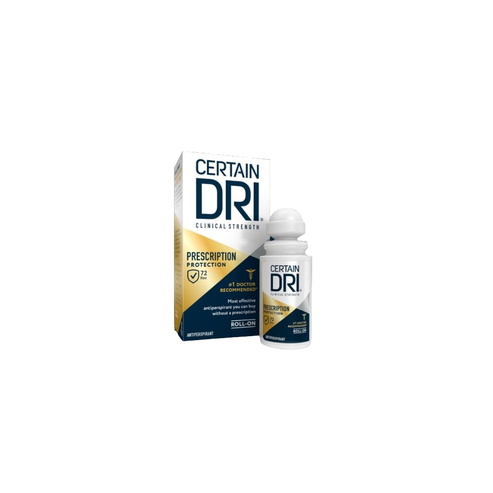 Close-up of the fragrance-free, colorless roll-on applicator by Certain Dri.