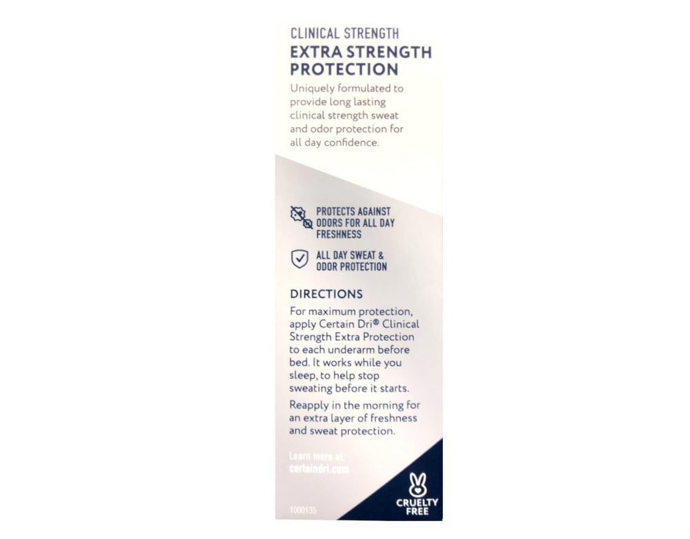 Certain Dri anti-perspirant solid six-pack side label highlights packaging details