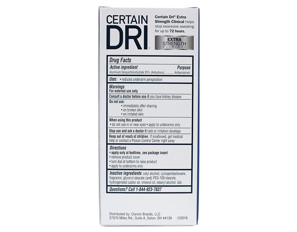 Travel-ready Certain Dri antiperspirant solid packaging