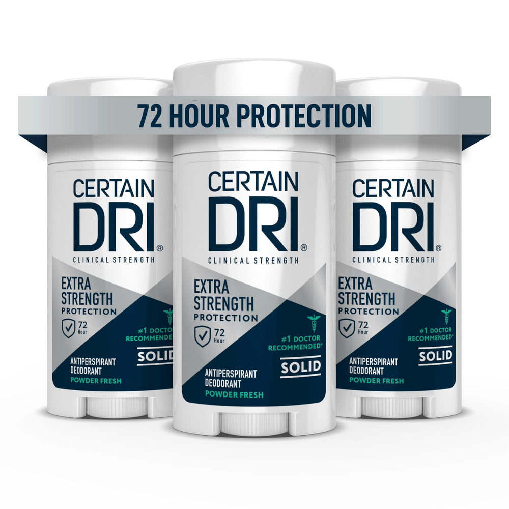 Certain Dri Extra Strength bottle being poured for long-lasting protection