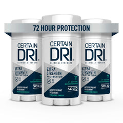 Certain Dri Extra Strength bottle being poured for long-lasting protection