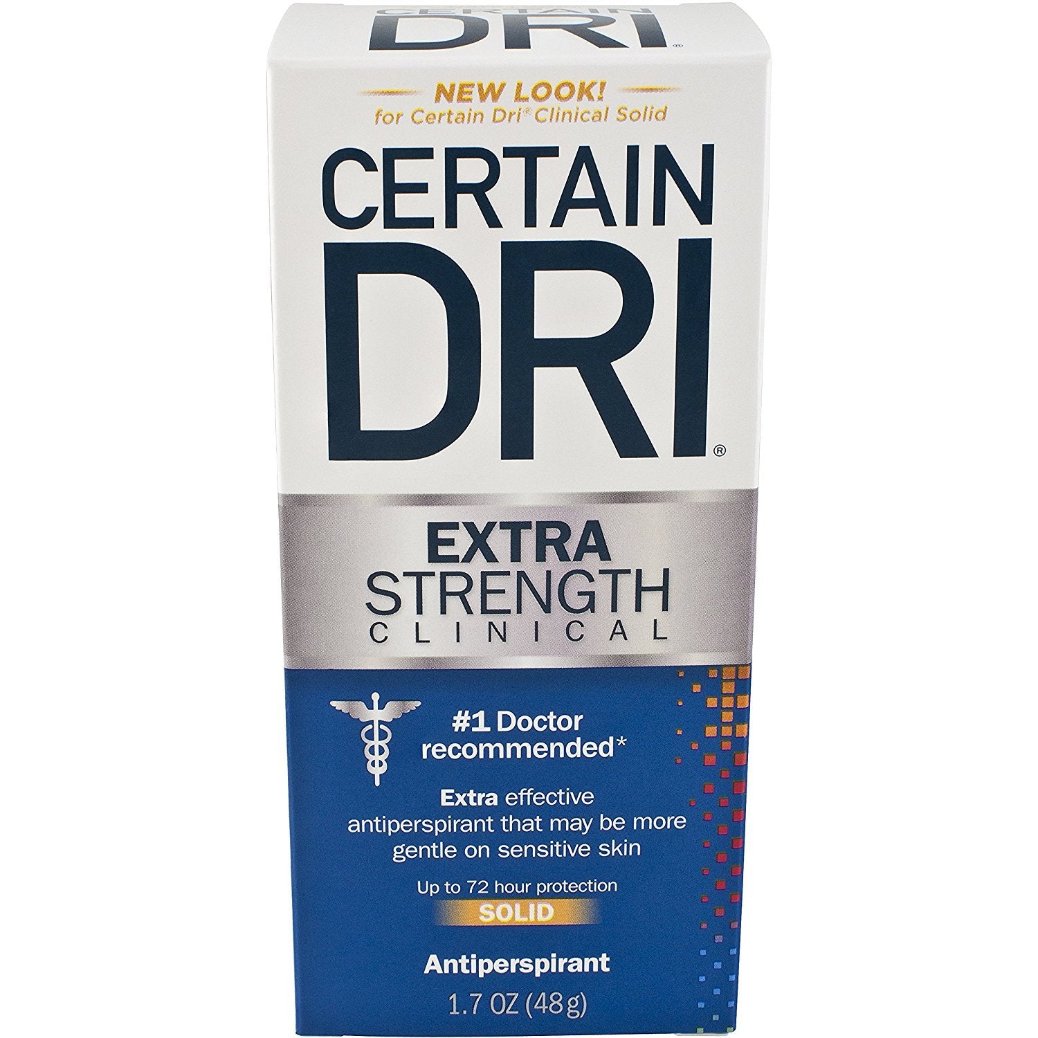 Certain Dri solid antiperspirant 3-pack front view promotes all-day dryness.
