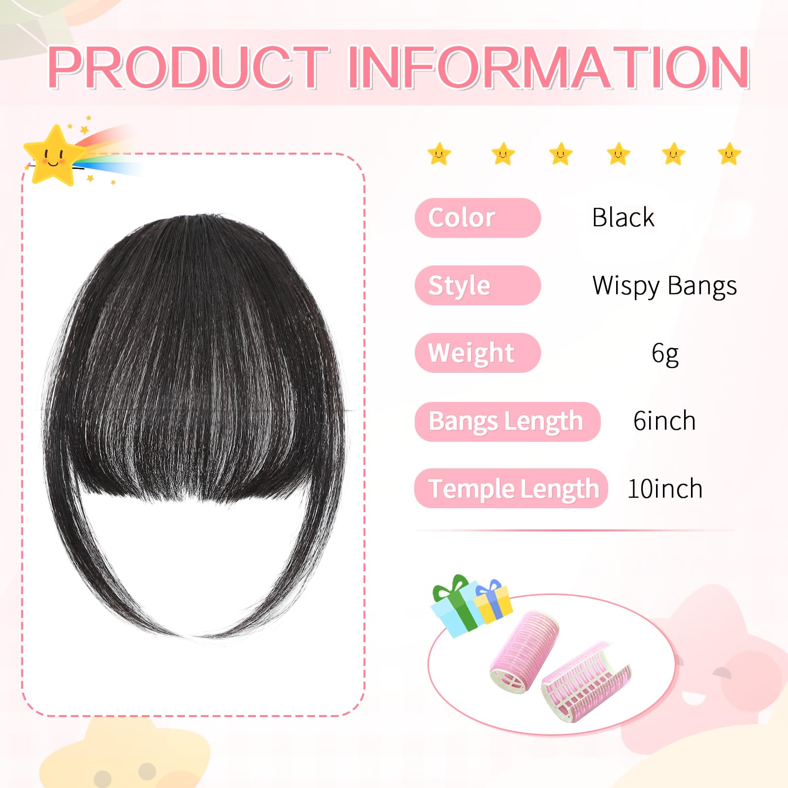 Cesomeey wispy bangs clip adds soft fringe for everyday wear.