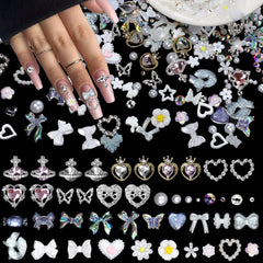 CESUSME 3D heart nail charms add a touch of subtle luxury and sparkle