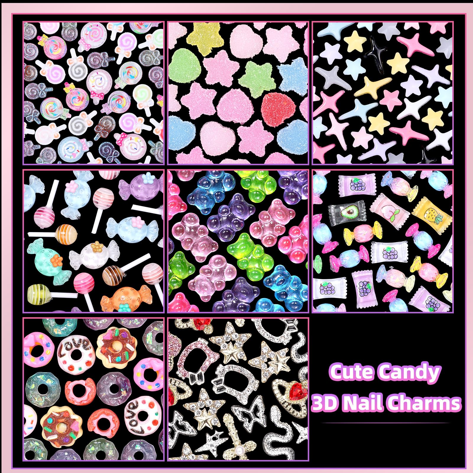 CESUSME 3D gummy bear nail charm for cute texture on nails