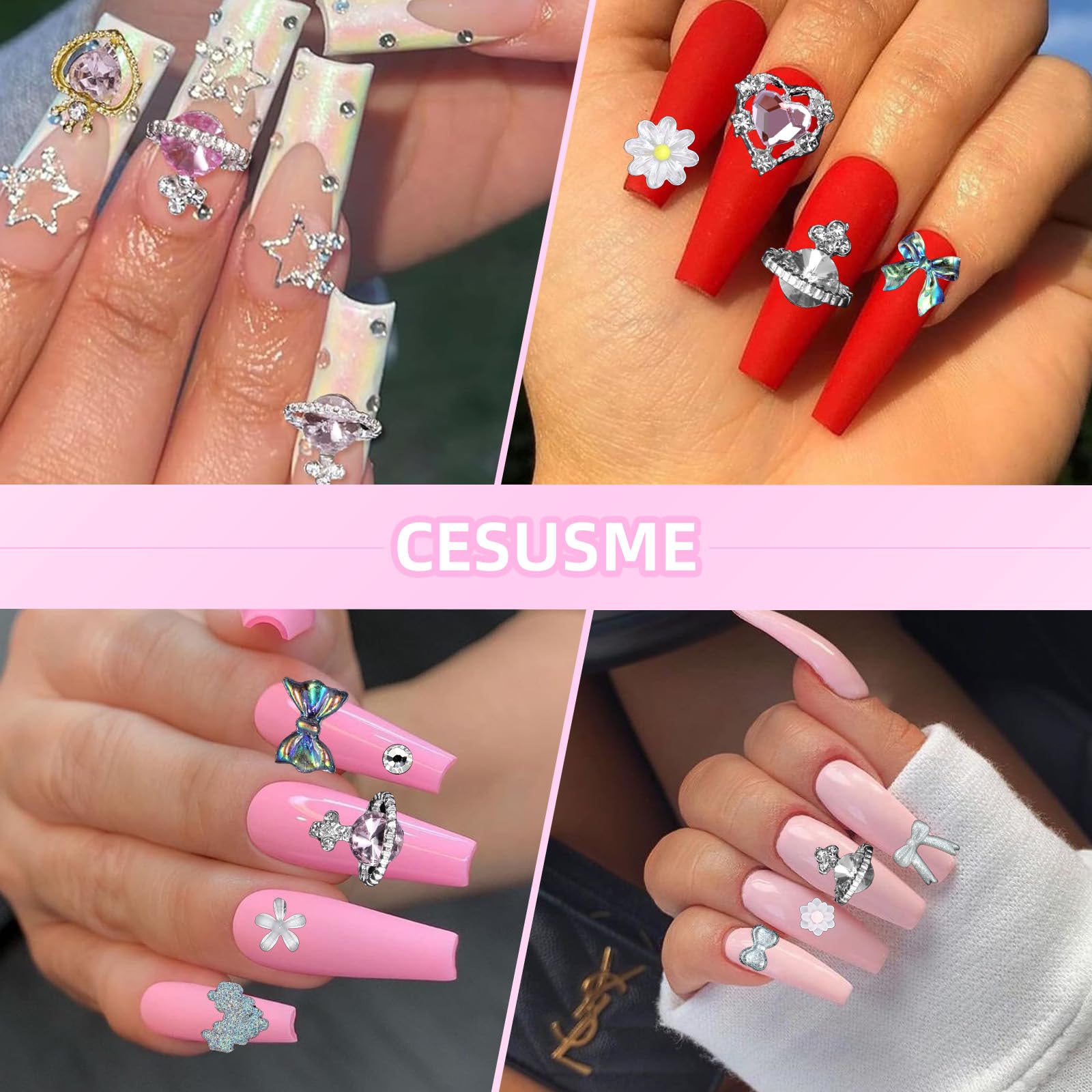CESUSME bow knot nail charms offer chic, festive embellishment