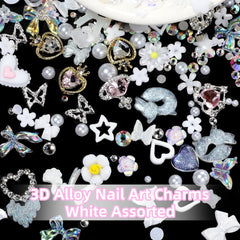 CESUSME white flower nail charms deliver delicate, romantic texture