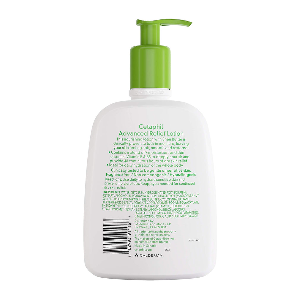 Cetaphil Advanced Relief Lotion application demo demonstrates smooth, easy absorption.