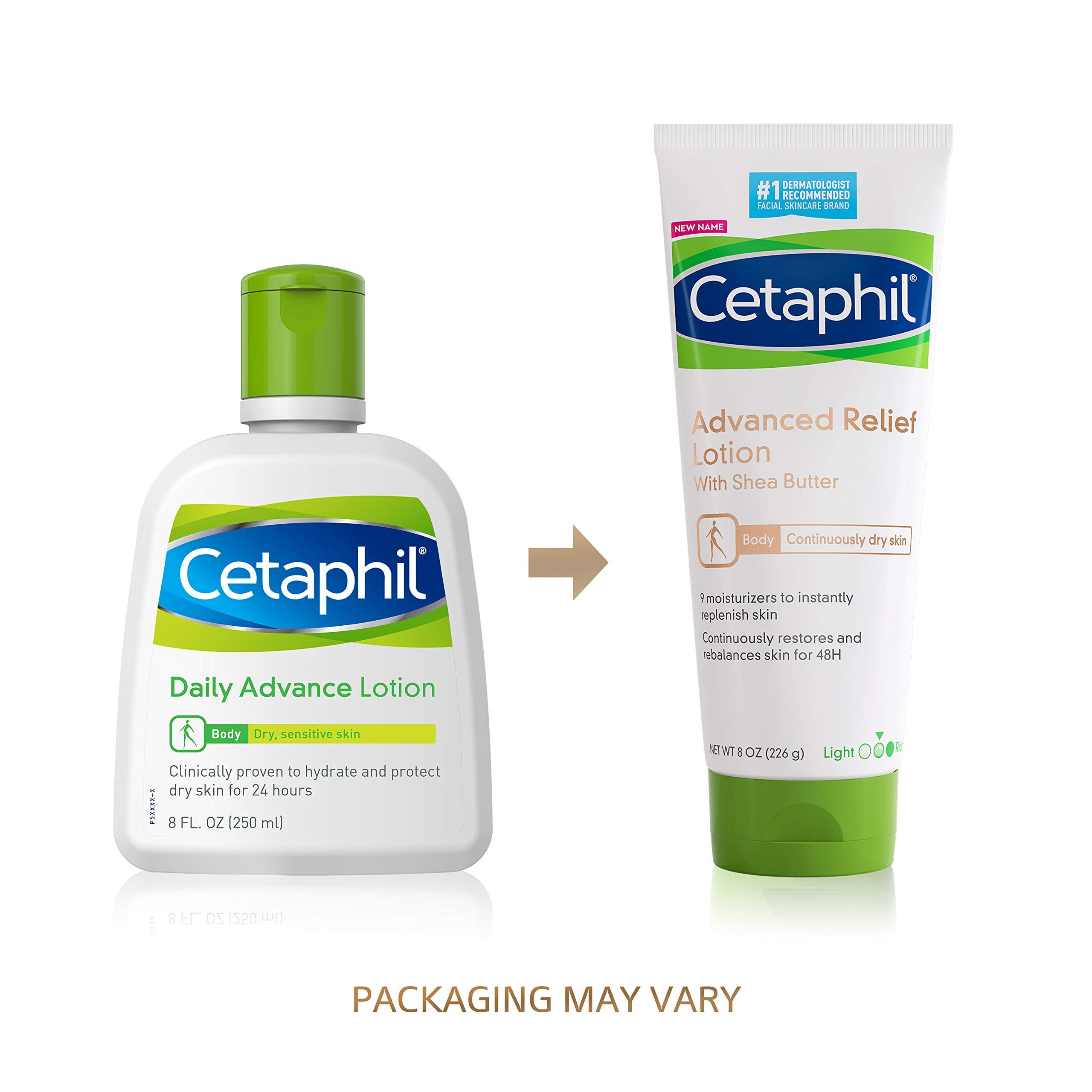 Cetaphil Advanced Relief Lotion packaging-box on shelf shows product branding.