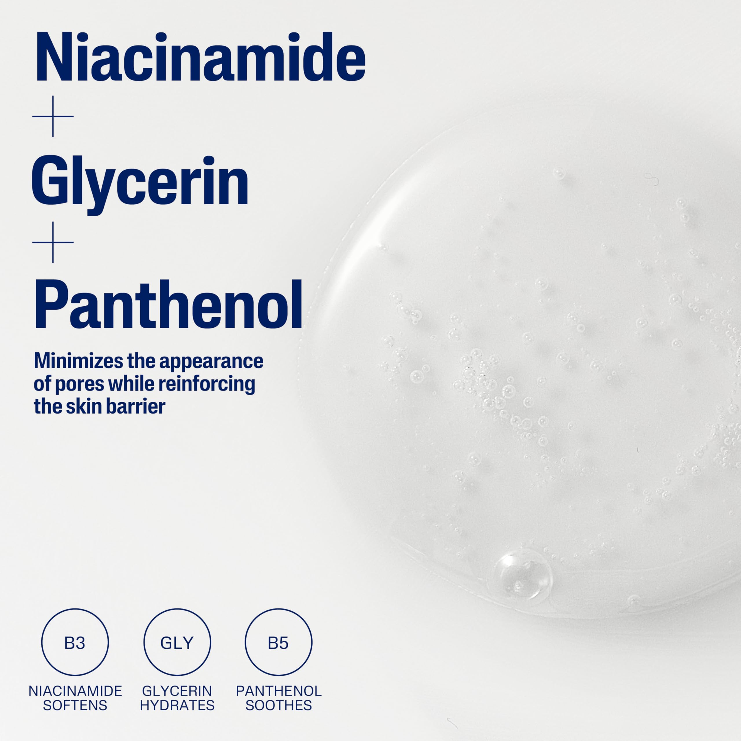 Cetaphil cleanser with niacinamide concept image, supports smoother texture.