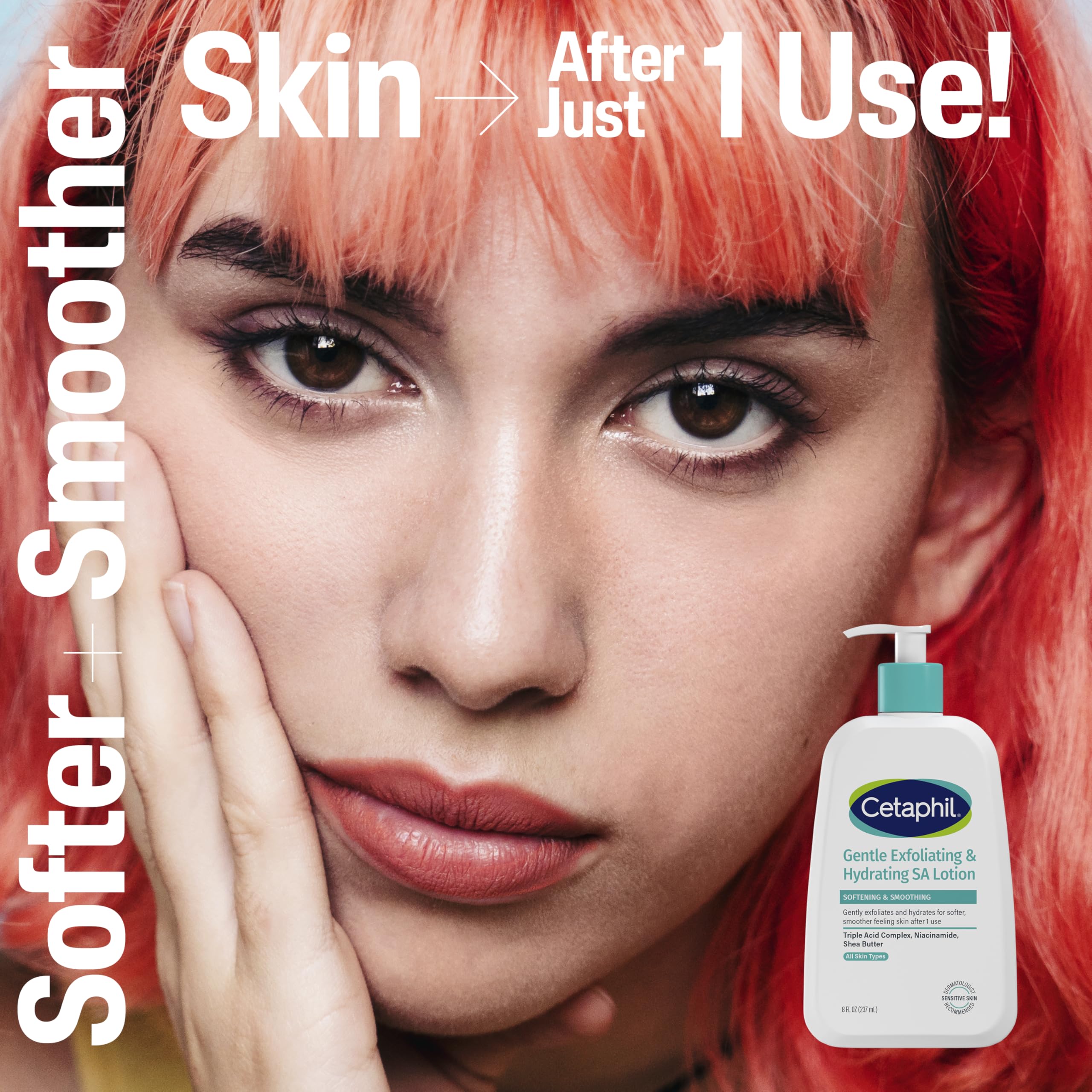 Applying Cetaphil Gentle Exfoliating SA Lotion on hand suggests gentle daily care.