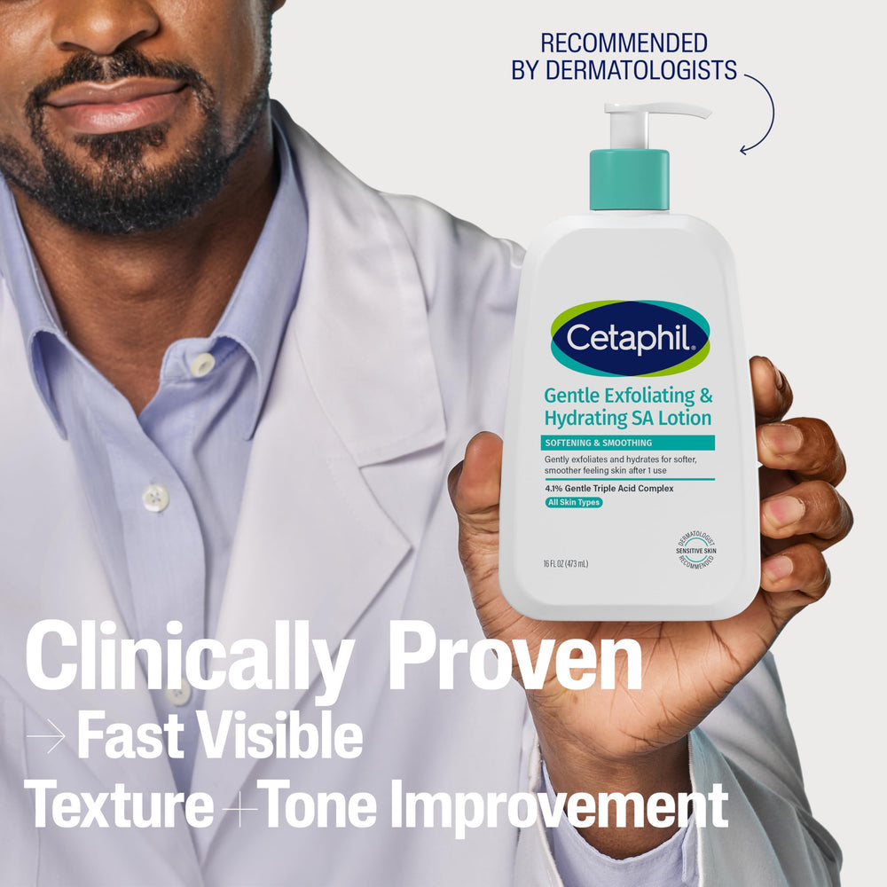 Cetaphil Gentle Exfoliating SA Lotion fragrance-free formula for daily use