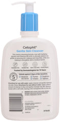 Fragrance-free Cetaphil Gentle Skin Cleanser label highlighting a non-irritating formula for sensitive skin.