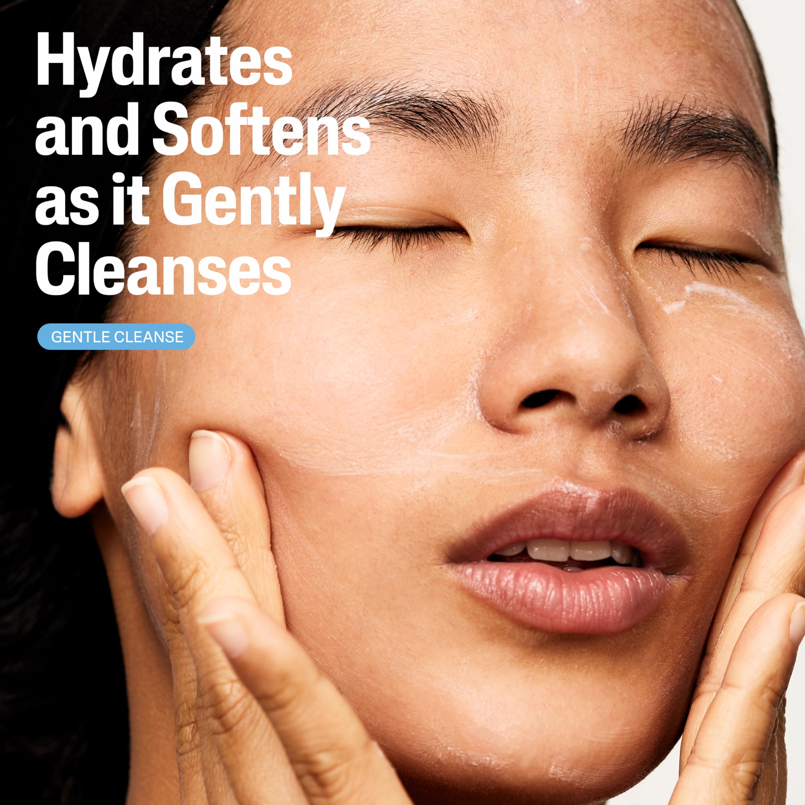 Hydration graphic illustrates up to 48 hours of moisture after cleansing.