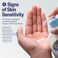 Cetaphil micellar technology close-up demonstrates gentle dirt and makeup removal.
