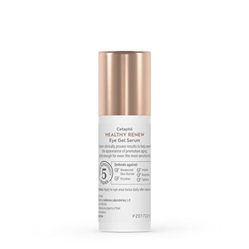 Cetaphil Healthy Renew Eye Gel Serum night and day use graphic shows versatile care.
