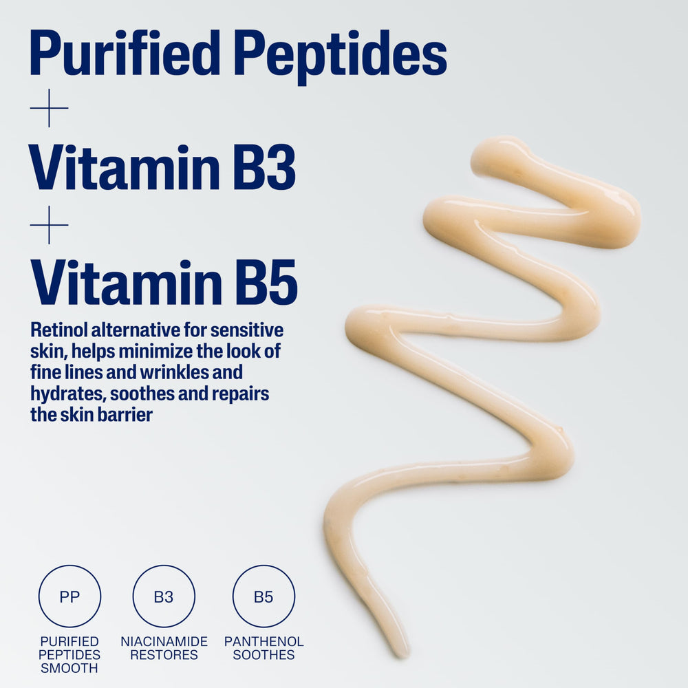Cetaphil Healthy Renew Eye Gel Serum niacinamide-panthenol graphic highlights hydration and barrier support.
