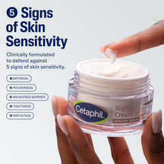 Cetaphil Healthy Renew Night Cream application spread demonstrates creamy texture for gentle massage.
