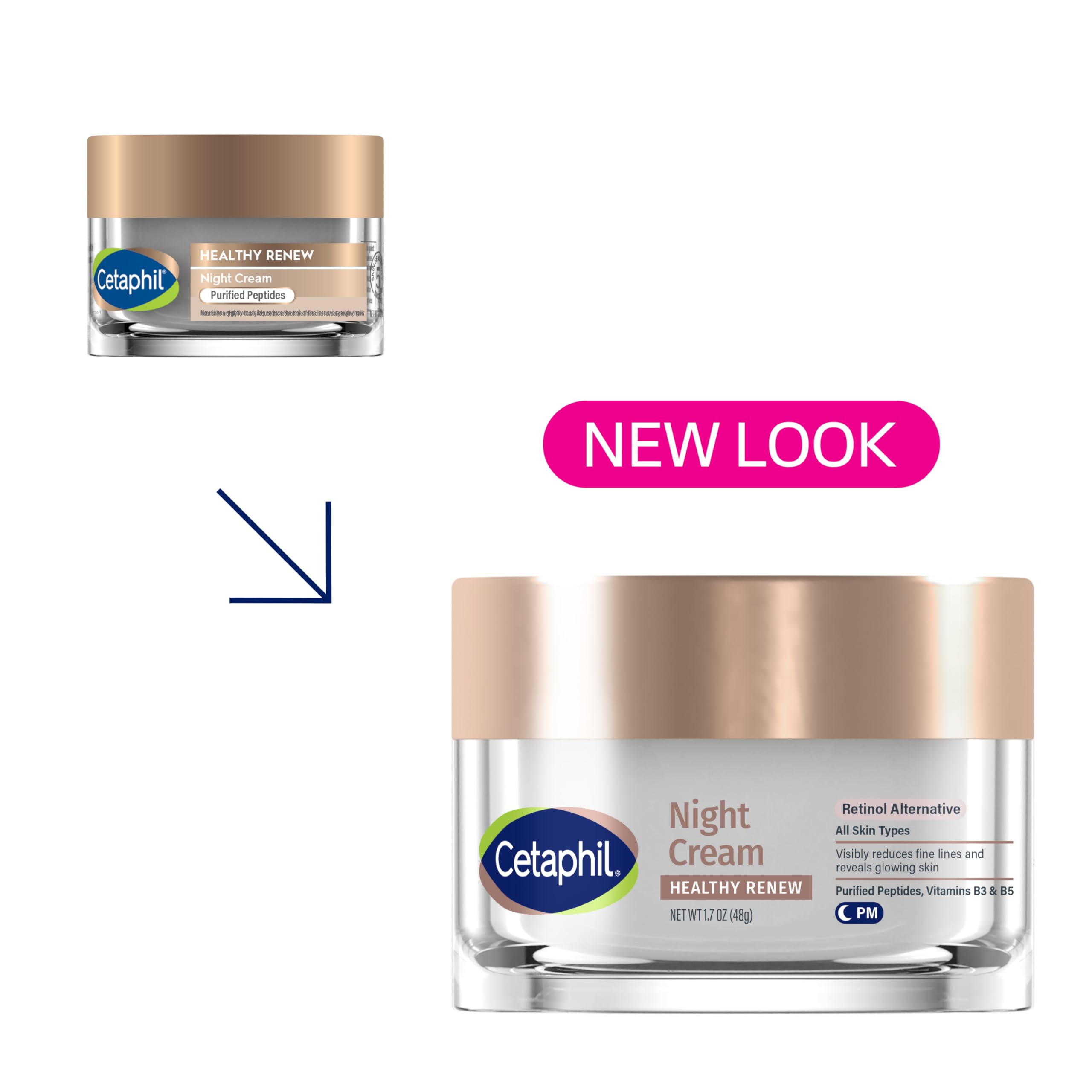 Cetaphil Healthy Renew Night Cream jar closeup showing rich texture and hydration.