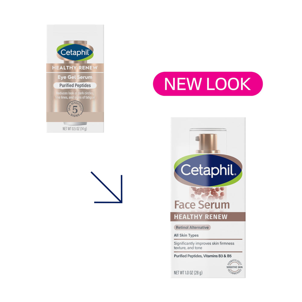 Close-up of Cetaphil Healthy Renew Serum bottle to show design and branding