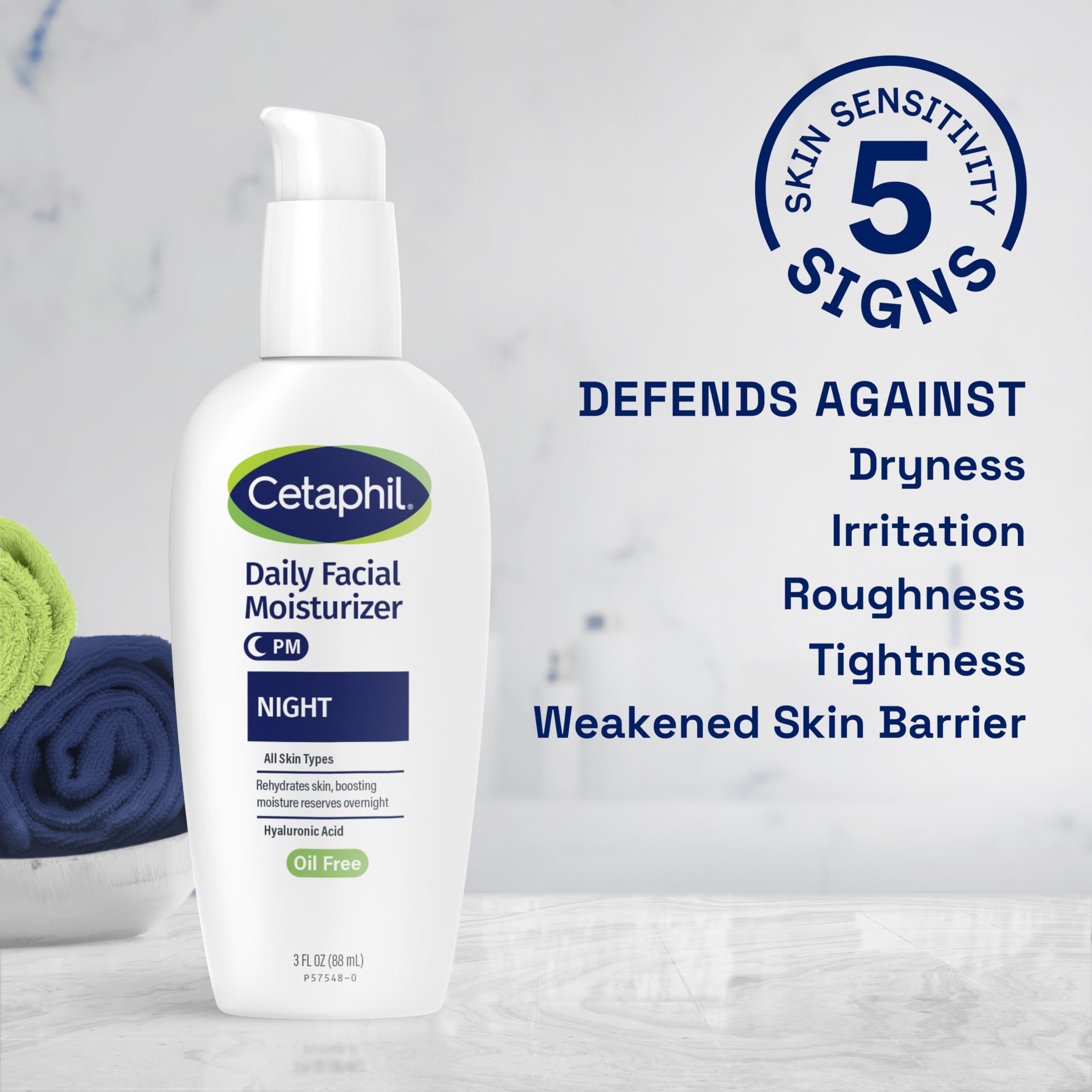 Close-up of skin after Cetaphil Night Moisturizer for a hydrated glow.
