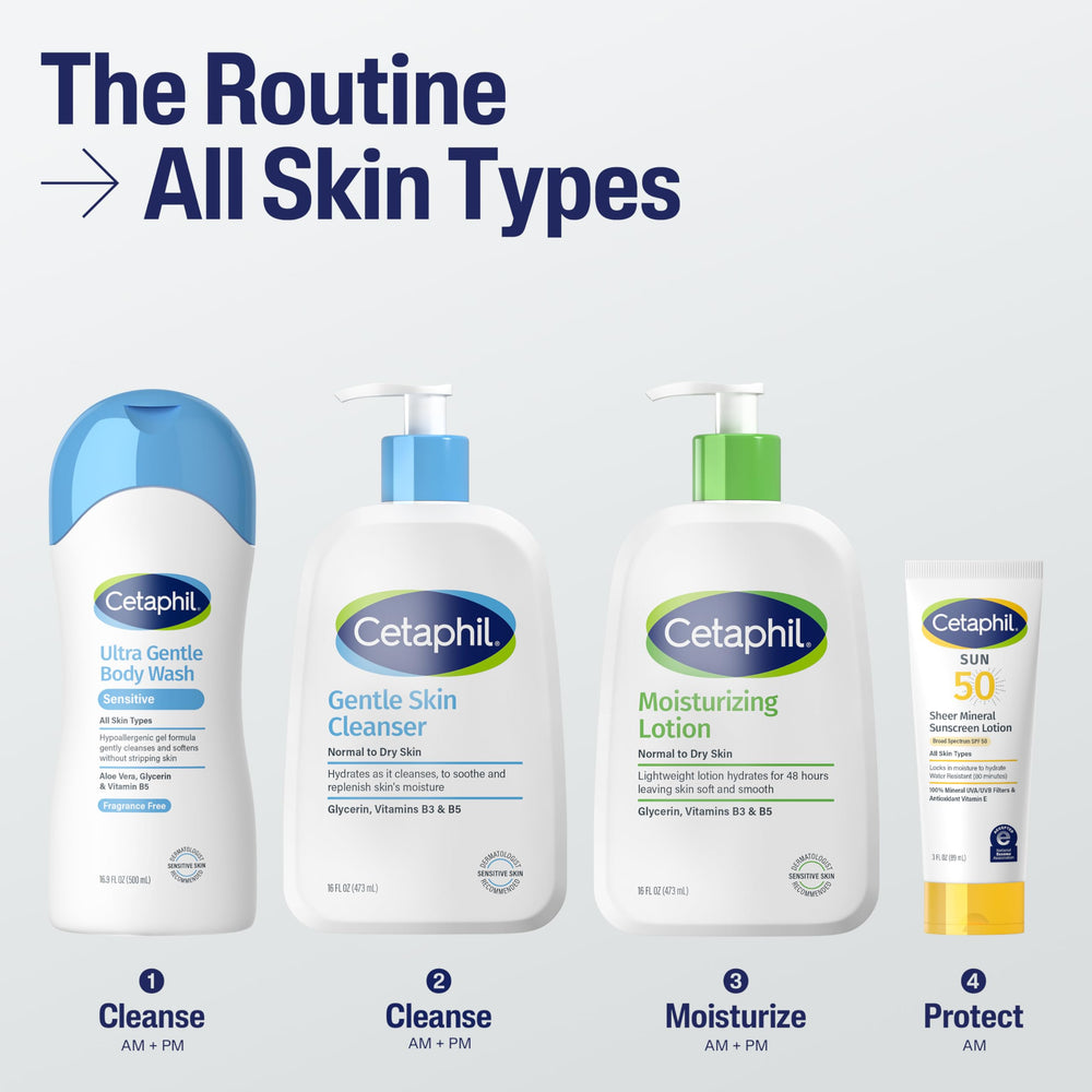 Cetaphil Sheer Mineral Sunscreen with non-greasy, lightweight feel for easy wear.
