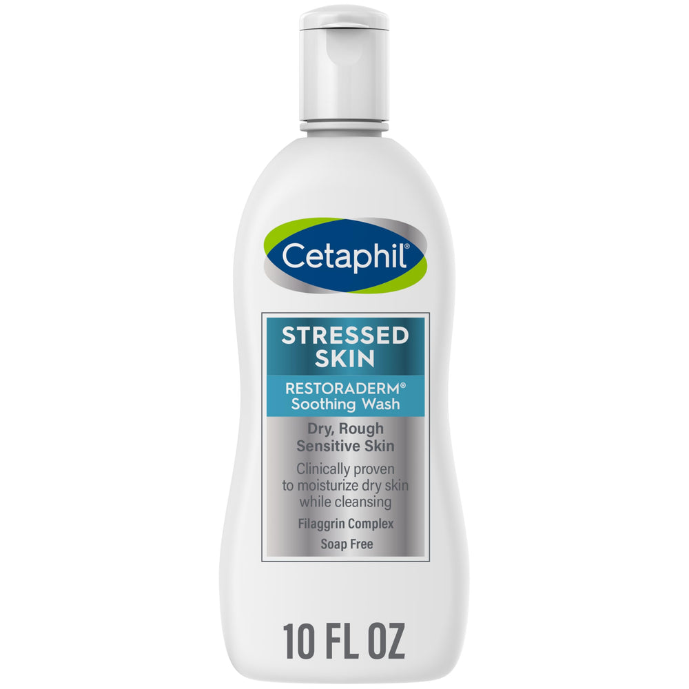 Cetaphil Restoraderm Soothing Wash bottle front view for gentle cleansing of dry skin