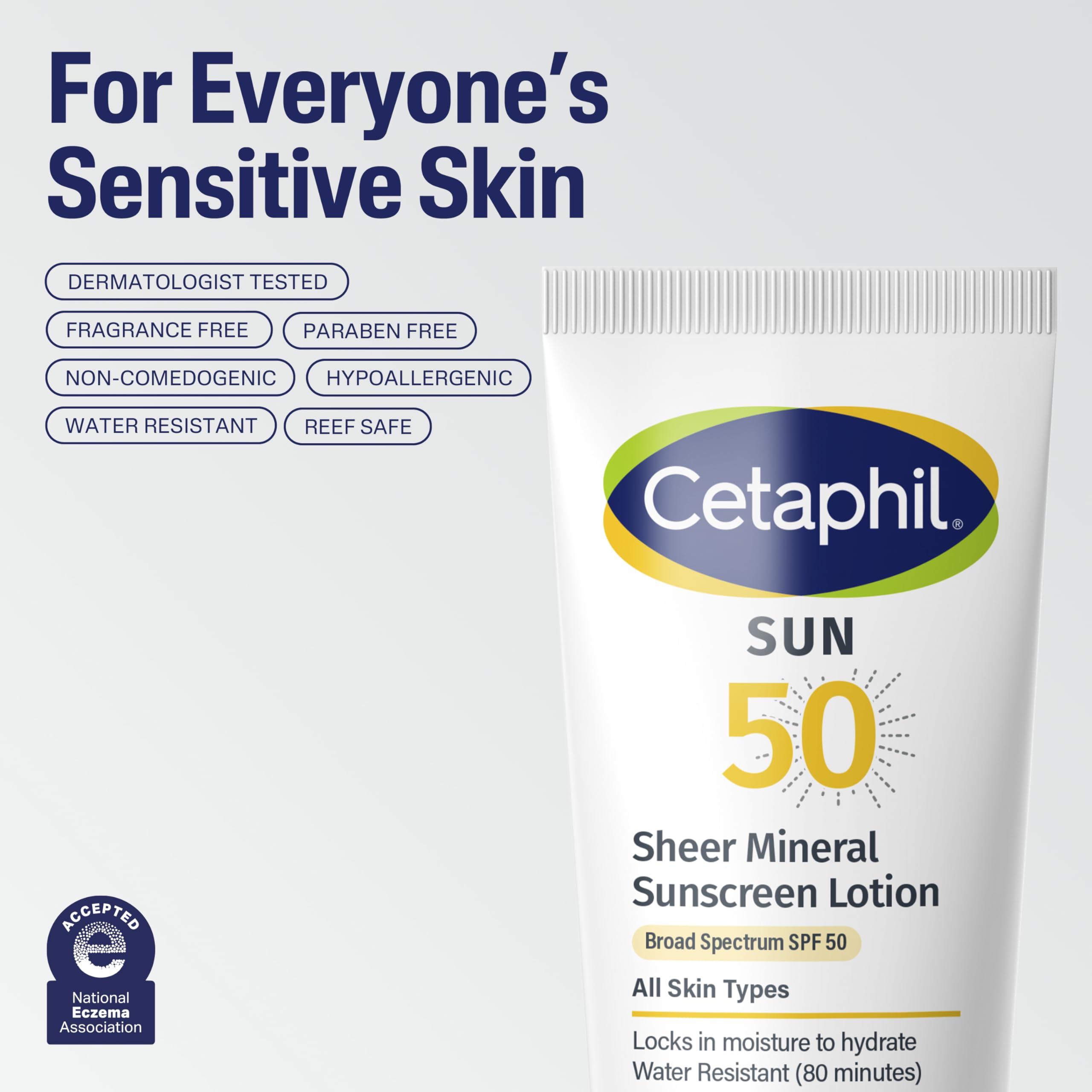 Cetaphil Sheer Mineral Sunscreen remains water resistant for up to 80 minutes.