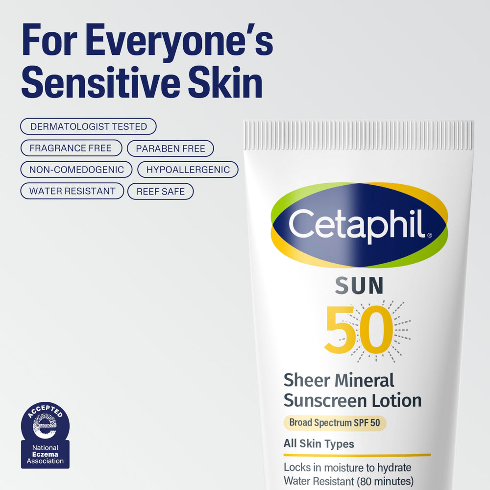 Cetaphil Sheer Mineral Sunscreen remains water resistant for up to 80 minutes.