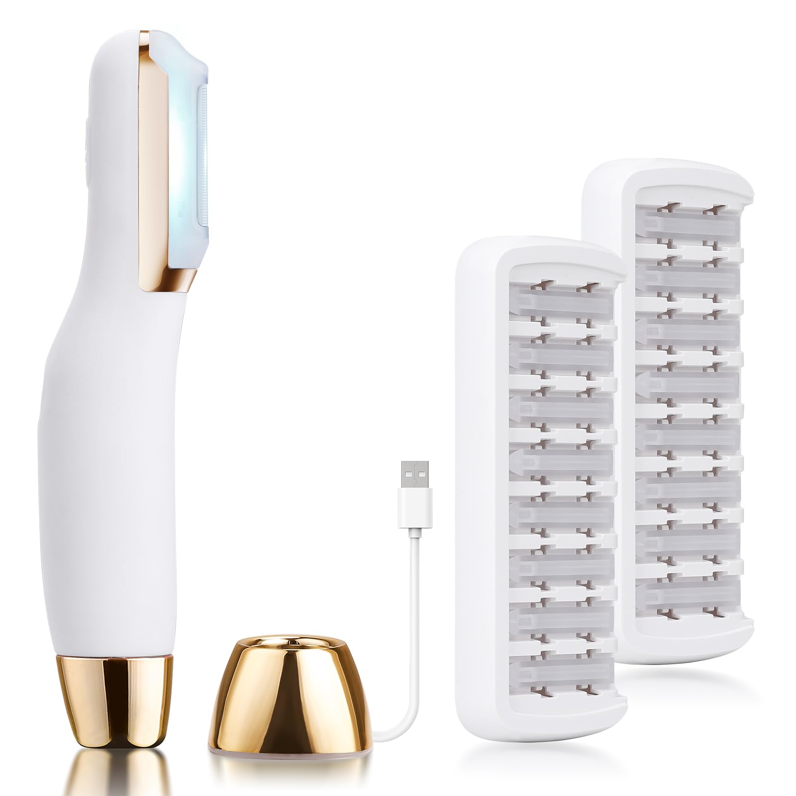 CEVEK Sonic Dermaplane Razor front view shows sleek white design for easy at-home use.