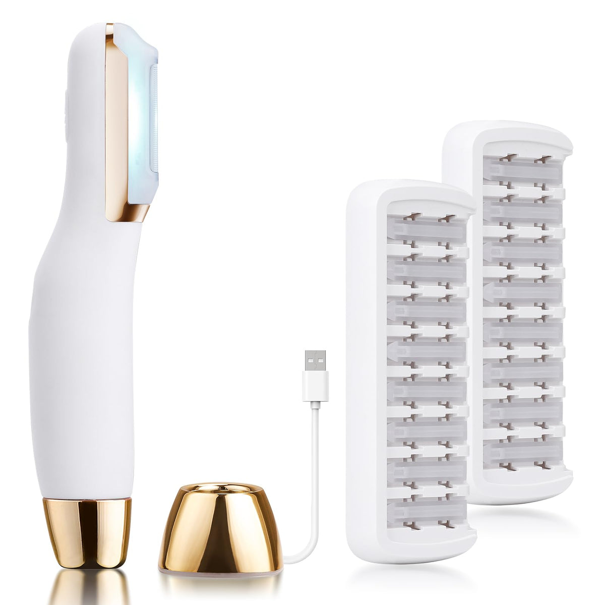 CEVEK Sonic Dermaplane Razor front view shows sleek white design for easy at-home use.