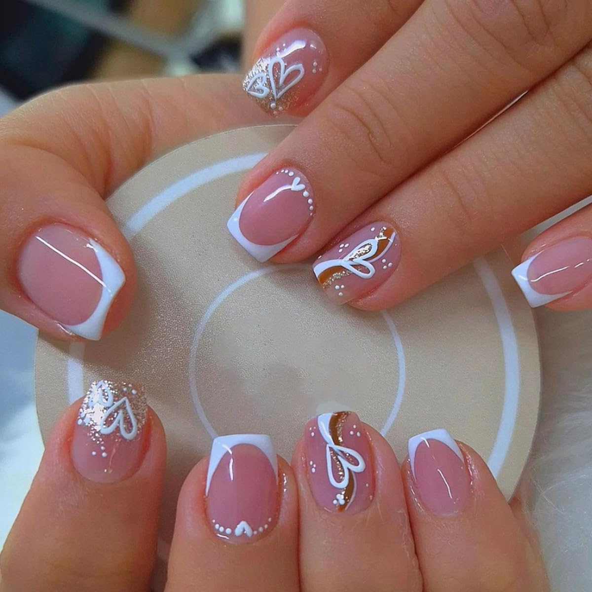 CEWEWP 24-piece press-on nails set in short square tips for quick styling