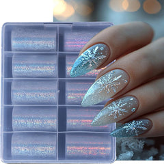 CEWEWP silver snowflake nail foil for sparkling holiday nails