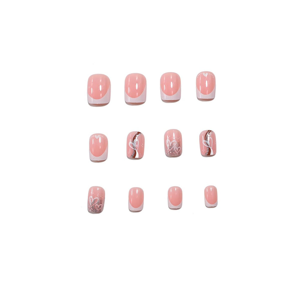 CEWEWP white French tip nails with pink tips for a chic look