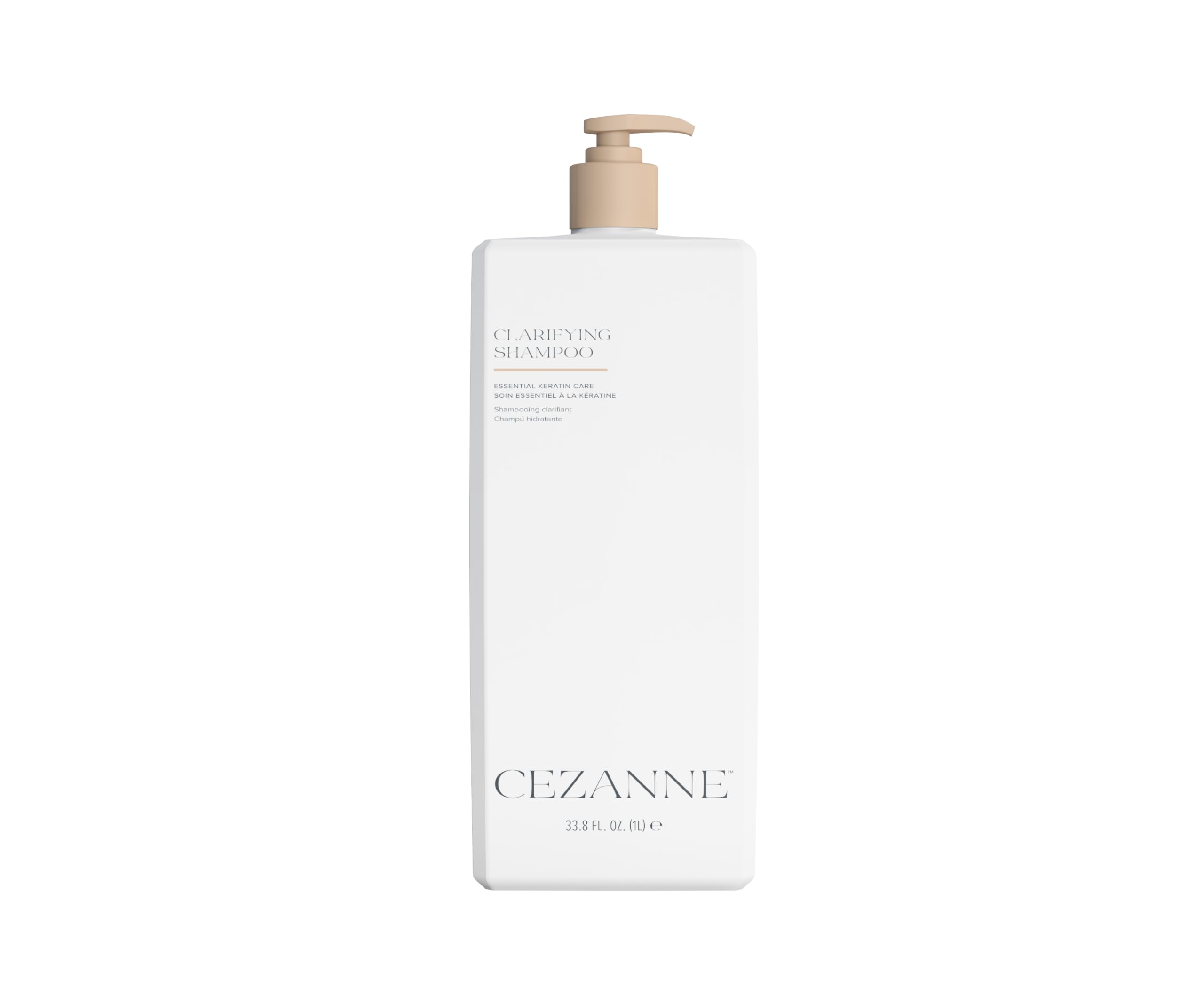 Cezanne Clarifying Shampoo bottle front for oil-free cleansing on all hair types.