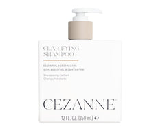 Cezanne Clarifying Shampoo bottle demonstrates a deep cleanse to remove oil and buildup