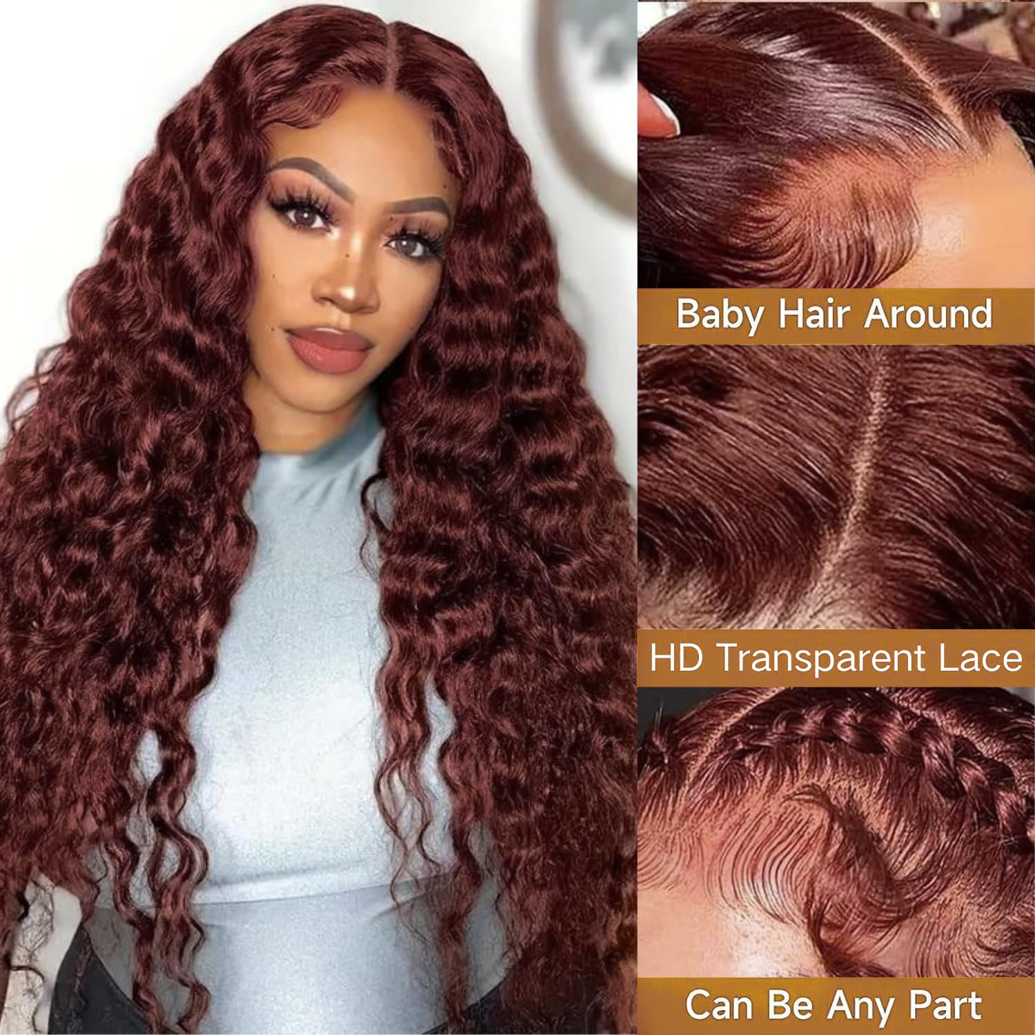 Cfaimity virgin Brazilian hair wig closeup shows 180 density for fullness