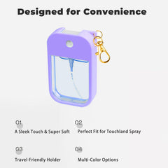 Khaki silicone case protecting 1 oz Touchland sanitizer during travel