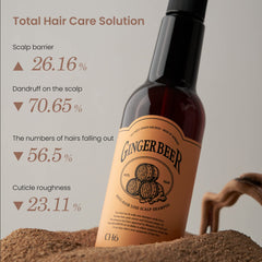 CH6 Ginger Beer Shampoo ingredients close-up features ginger oil and beer yeast