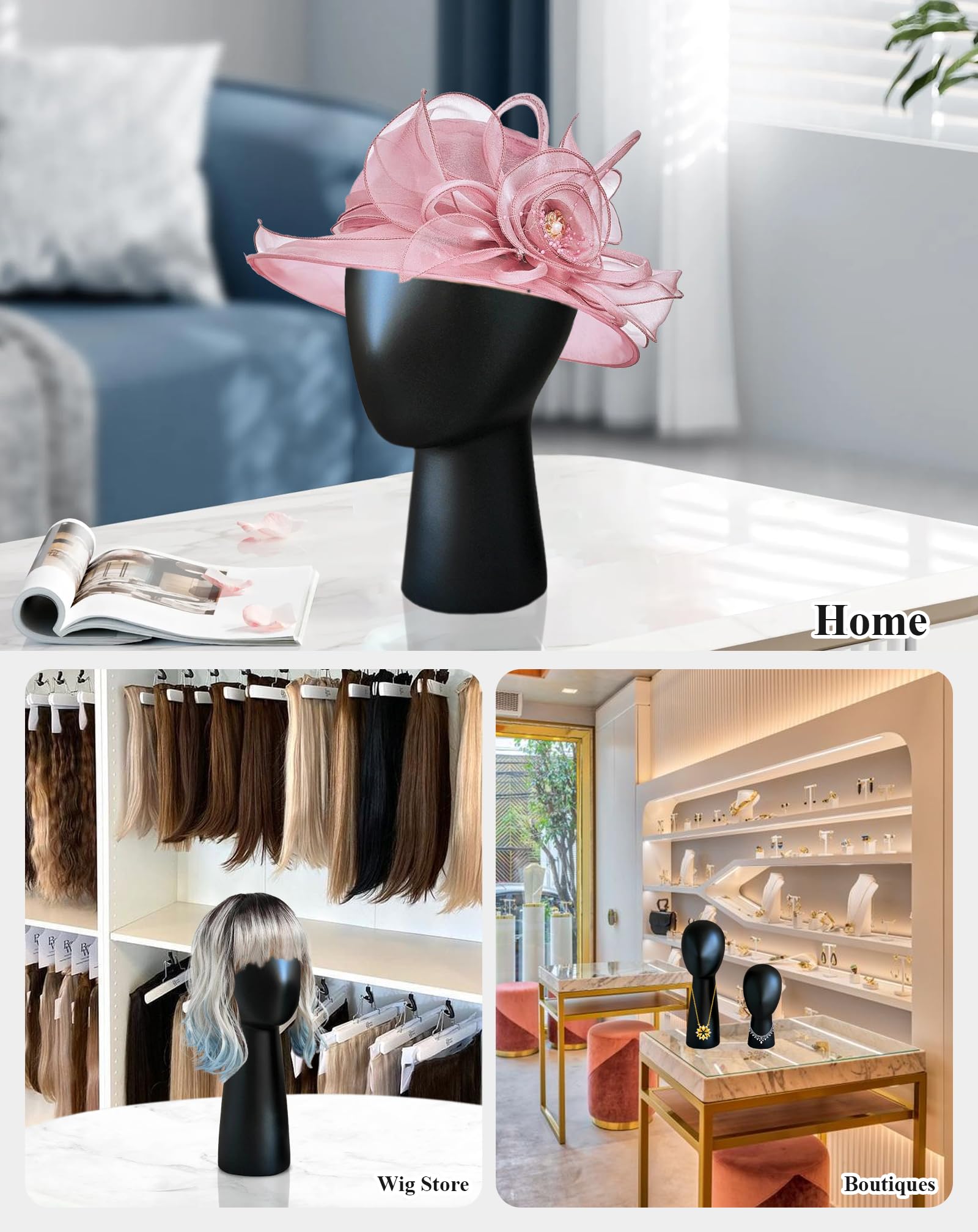 CHADWICK durable display head for hats, wigs, and scarves.