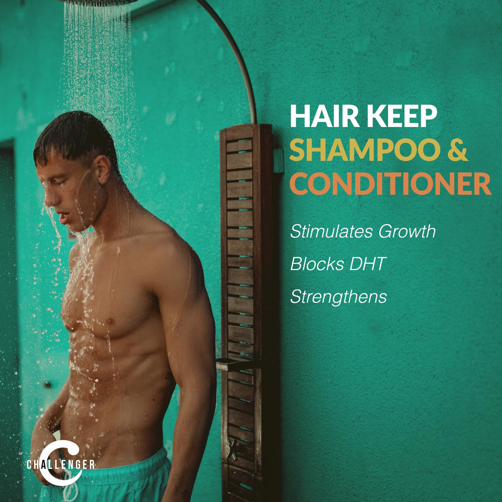 Challenger Hair Keep conditioner bottle emphasizing hydration and protection