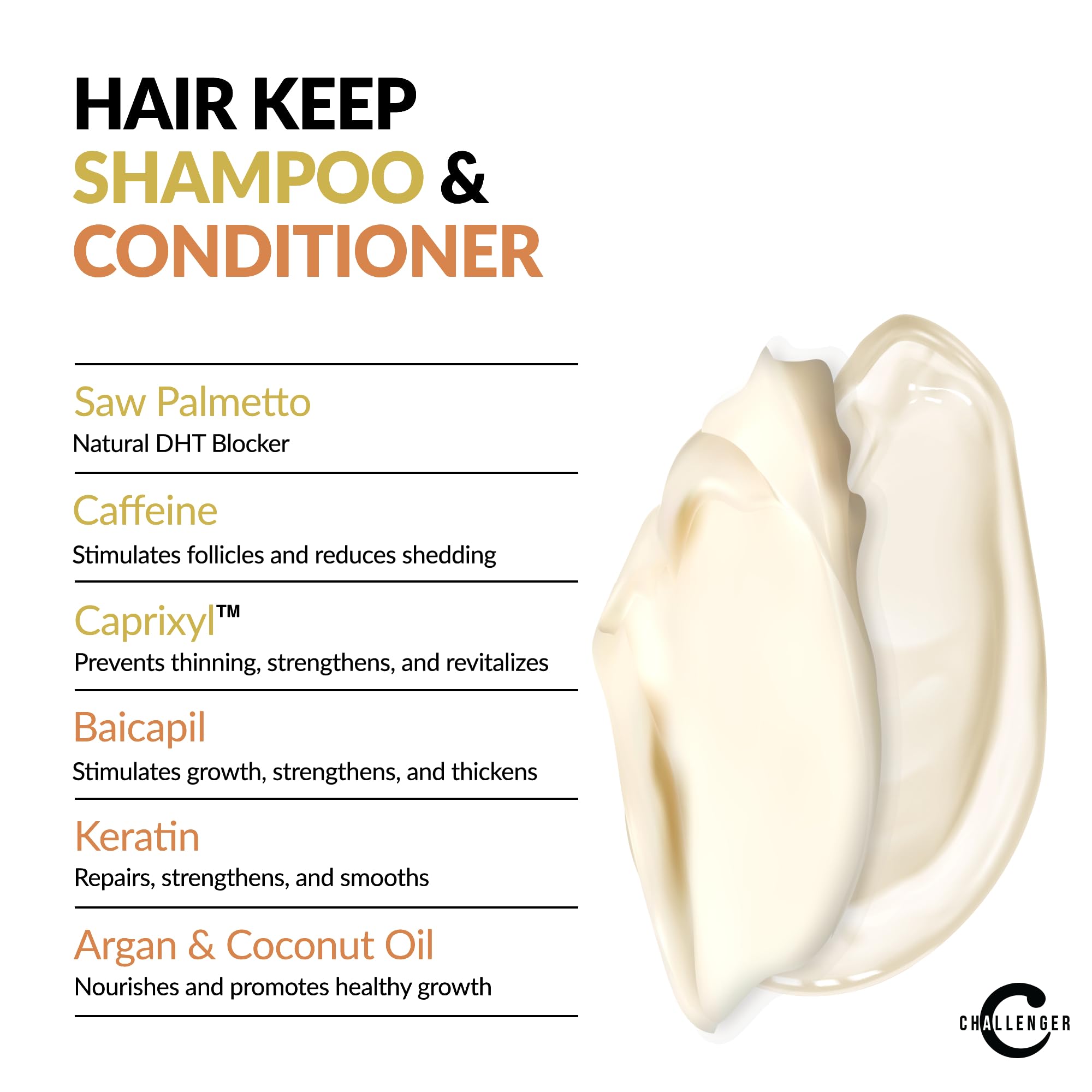Challenger Hair Keep duo-pack front shows two 10 oz bottles for convenience