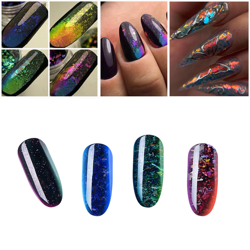 Chameleon Chrome Nail Powder color can collection displays eight vivid tones.