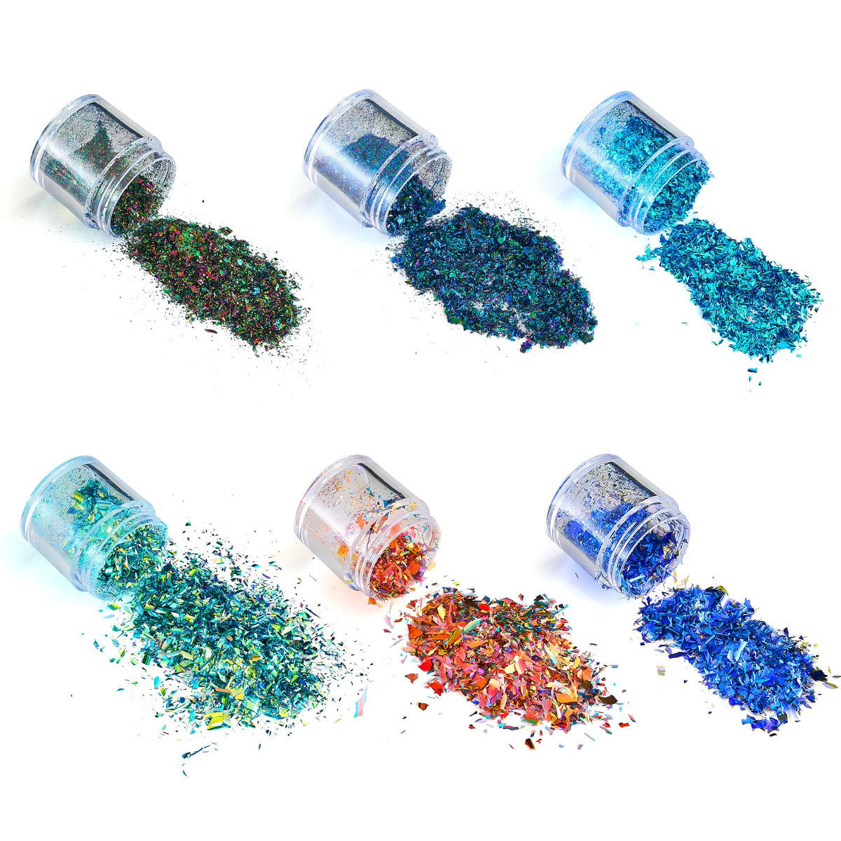 Chameleon Chrome Nail Powder packaging showcases vibrant iridescent options for nails and crafts.