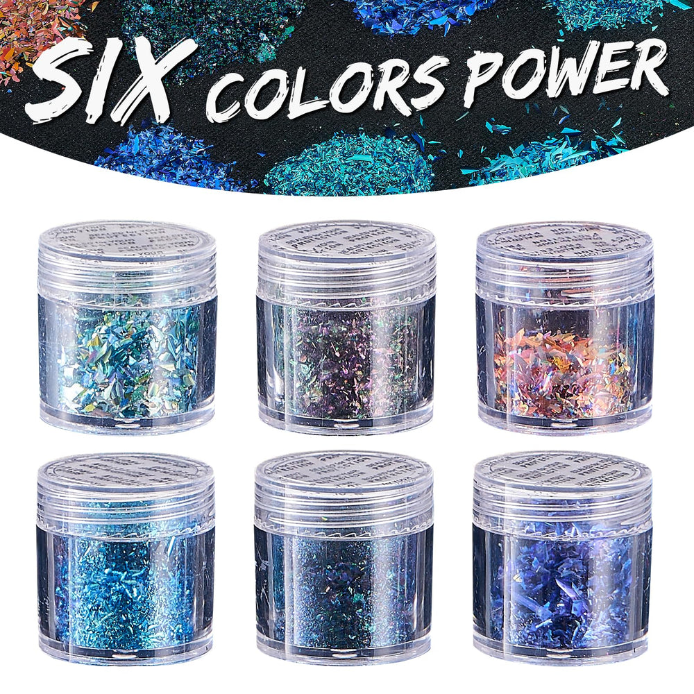Chameleon Chrome Nail Powder swatch demonstrates shifting colors from silver to blue.