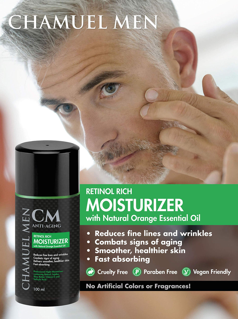 CHAMUEL MEN daily face cream swatch reveals rich texture suitable for night routines