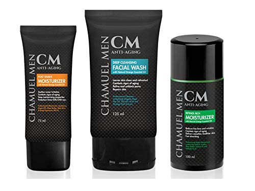 CHAMUEL MEN gift packaging close-up suggesting premium grooming gift.