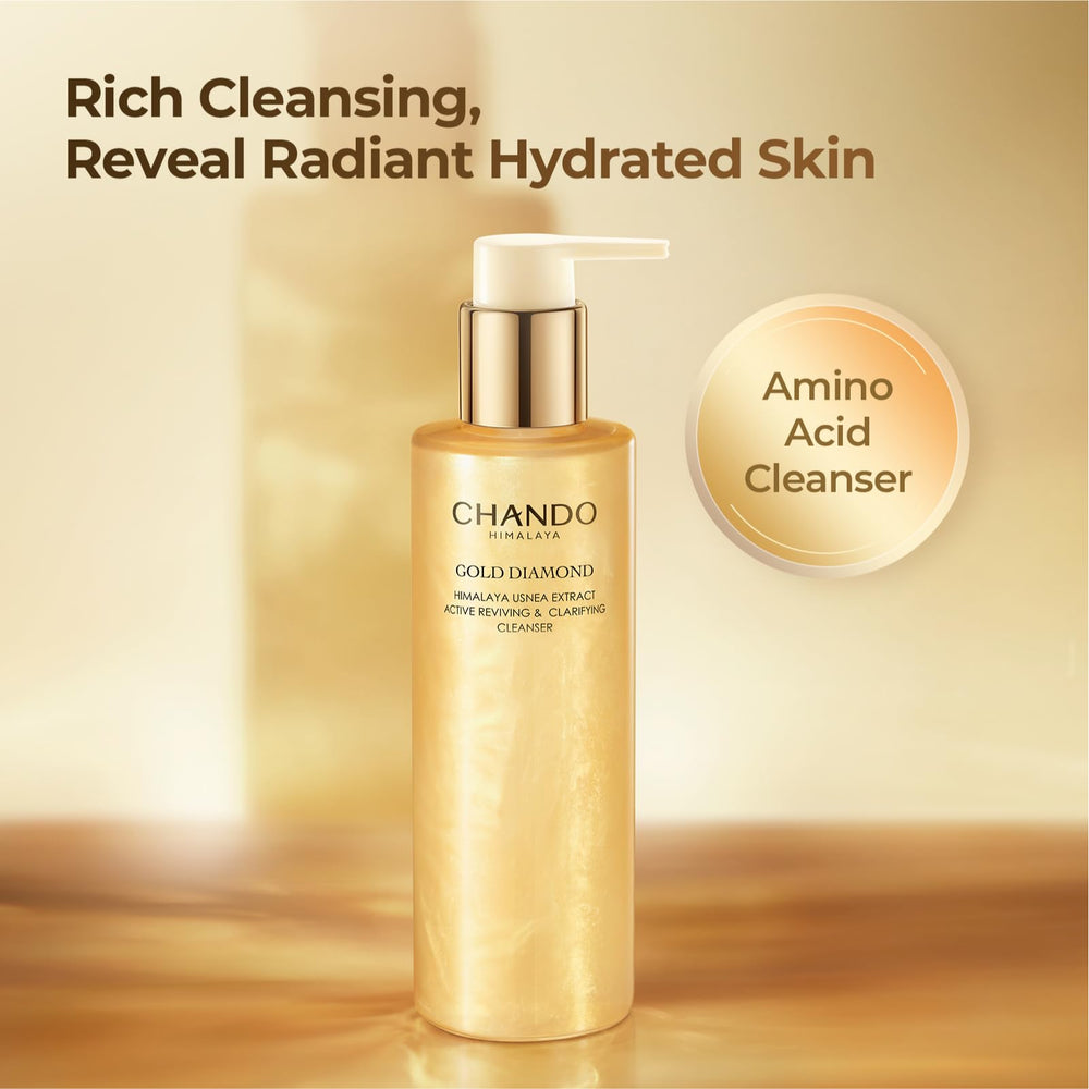 CHANDO HIMALAYA Gold Diamond Cleanser foam lather ready for gentle cleansing