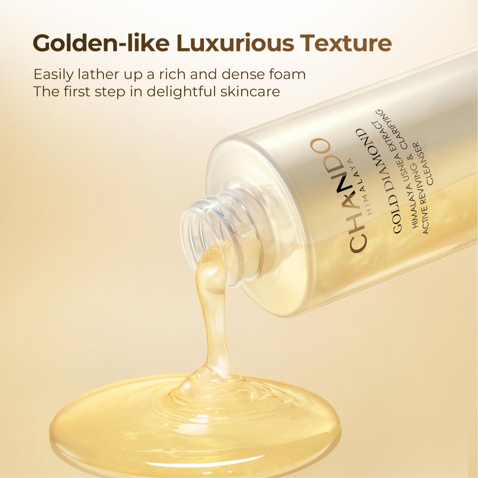 CHANDO HIMALAYA Gold Diamond Cleanser warm rinse showing refreshing finish
