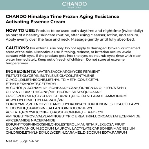 CHANDO HIMALAYA Repair Face Cream shown in daily routine use.